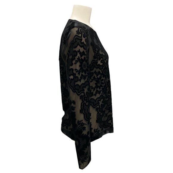 Etro Black 2024 Tulle and Jacquard Velvet Top - Picture 2 of 6